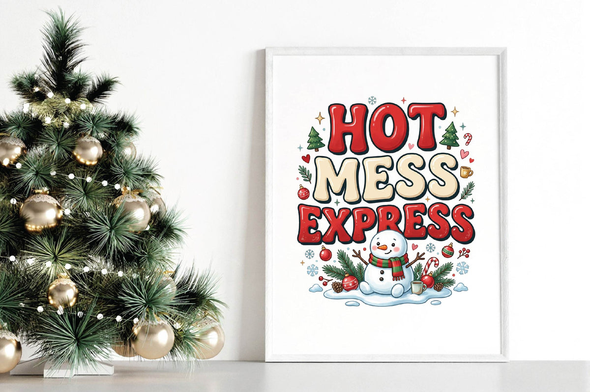 Hot Mess Express Christmas PNG, Funny Snowman Holiday Sublimation Design, Christmas Shirt PNG, Winter Christmas Gift