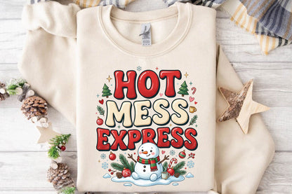 Hot Mess Express Christmas PNG, Funny Snowman Holiday Sublimation Design, Christmas Shirt PNG, Winter Christmas Gift
