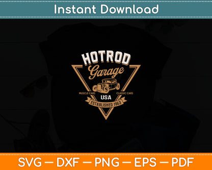 Hot Rod Garage USA Classic Car Hot Rod Distressed Svg Digital Cutting File