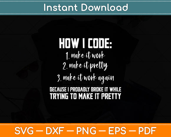 How I Code Programmer Coder - Developer Programming Coding Svg Digital Cutting File