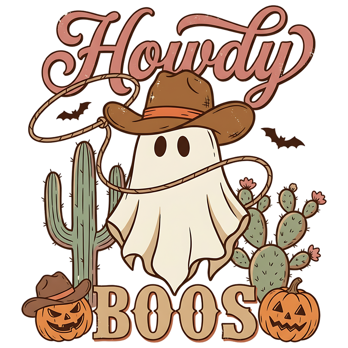 Howdy Boos Cowboy Ghost Halloween PNG Western Spooky Design