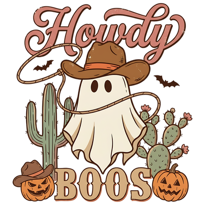 Howdy Boos Cowboy Ghost Halloween PNG Western Spooky Design