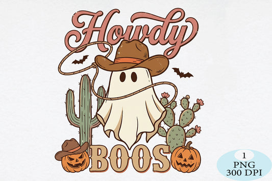 Howdy Boos Cowboy Ghost Halloween PNG Western Spooky Design