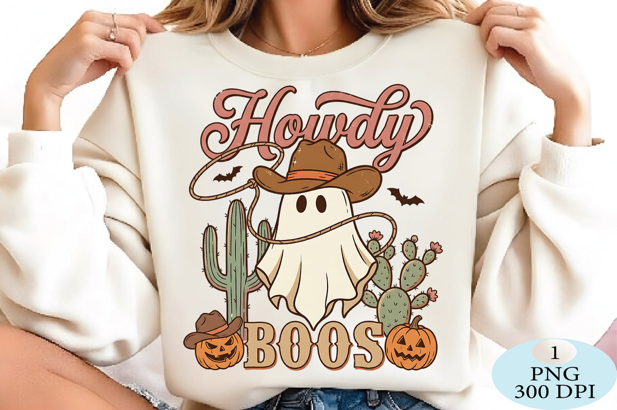 Howdy Boos Cowboy Ghost Halloween PNG Western Spooky Design