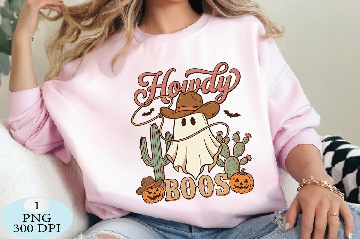 Howdy Boos Cowboy Ghost Halloween PNG Western Spooky Design