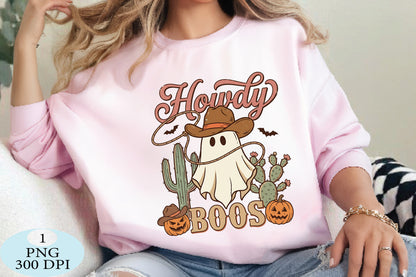 Howdy Boos Cowboy Ghost Halloween PNG Western Spooky Design