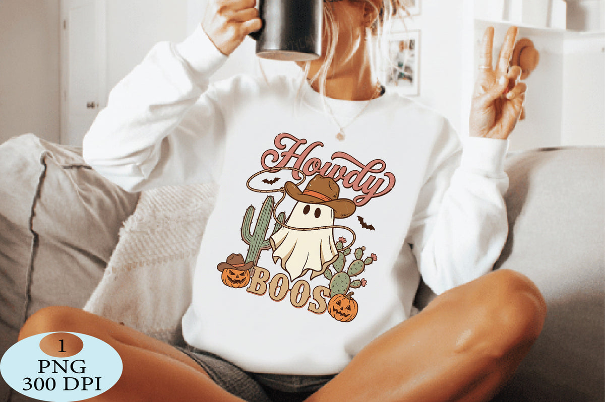 Howdy Boos Cowboy Ghost Halloween PNG Western Spooky Design