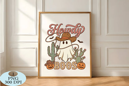 Howdy Boos Cowboy Ghost Halloween PNG Western Spooky Design