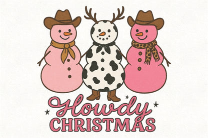 Howdy Christmas Cowboy Snowmen PNG