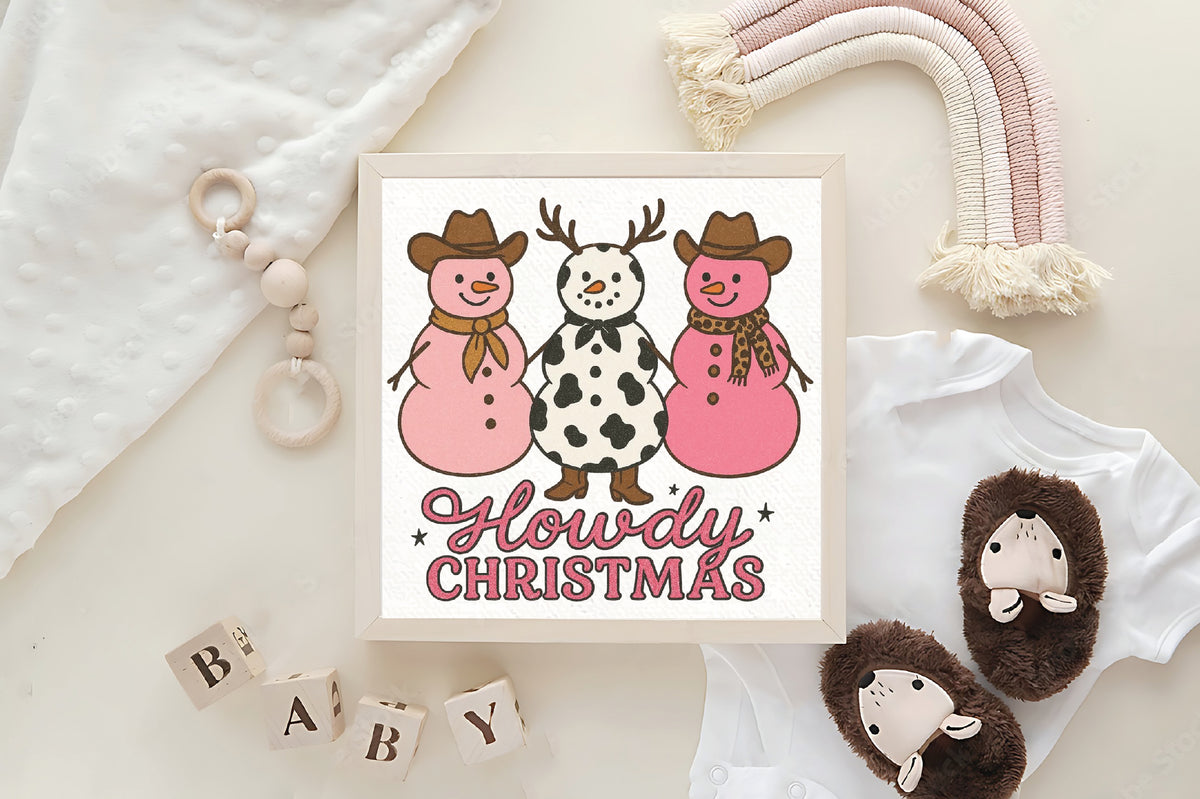 Howdy Christmas Cowboy Snowmen PNG