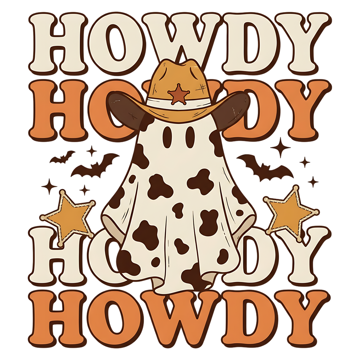 Howdy Cowboy Ghost Halloween PNG Cute Western Cow Ghost