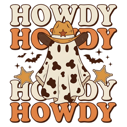 Howdy Cowboy Ghost Halloween PNG Cute Western Cow Ghost