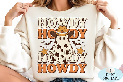 Howdy Cowboy Ghost Halloween PNG Cute Western Cow Ghost
