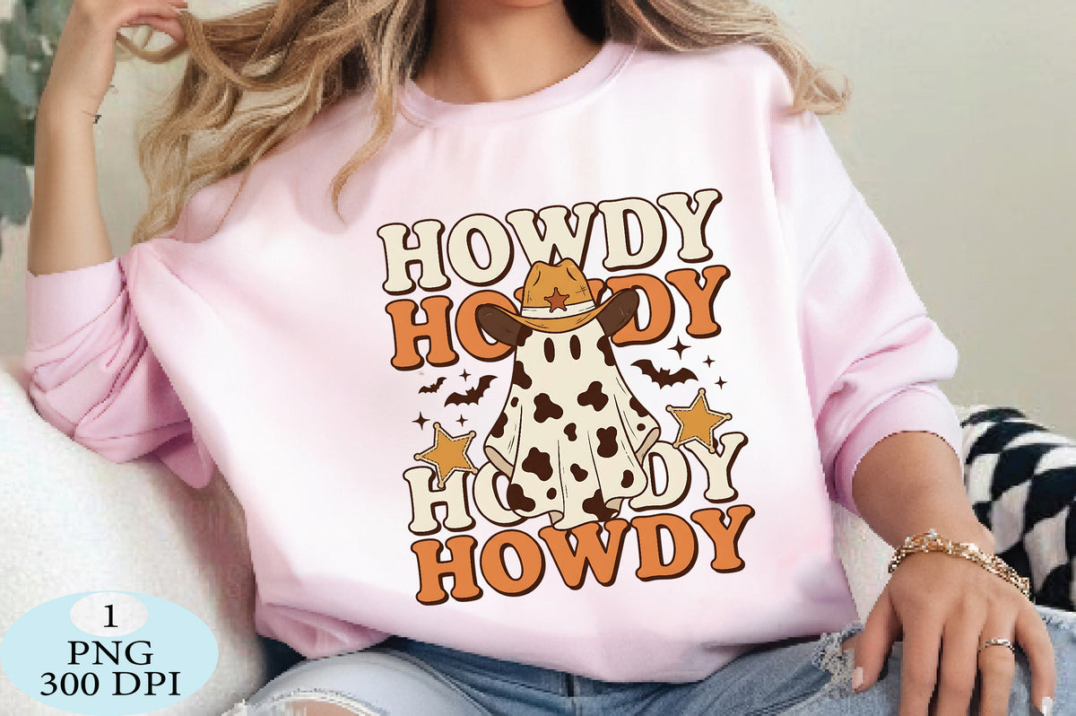 Howdy Cowboy Ghost Halloween PNG Cute Western Cow Ghost