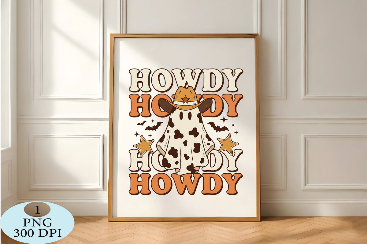 Howdy Cowboy Ghost Halloween PNG Cute Western Cow Ghost