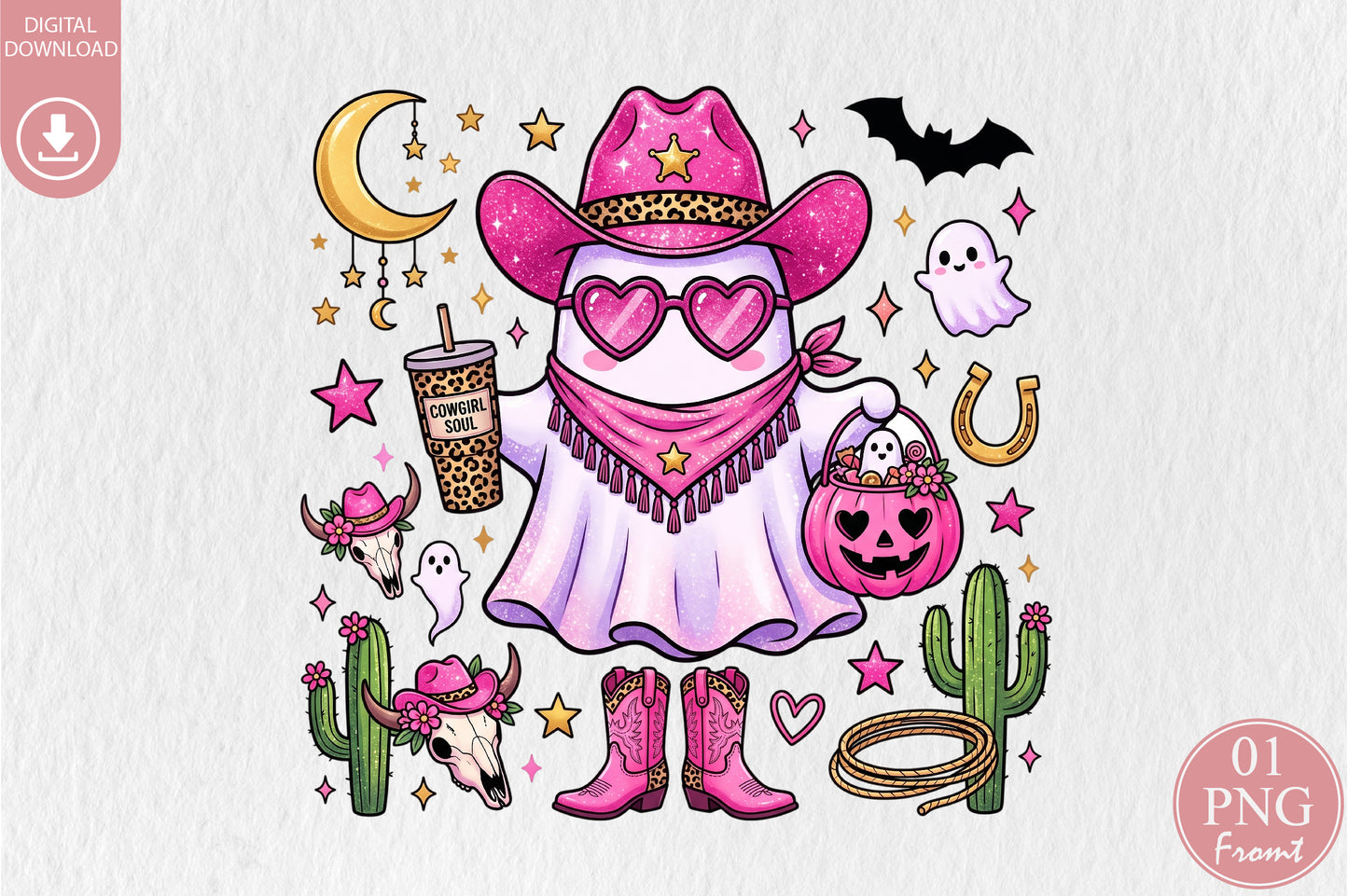 Howdy Halloween Ghost PNG Cowgirl Ghost Sublimation Spooky Western Design