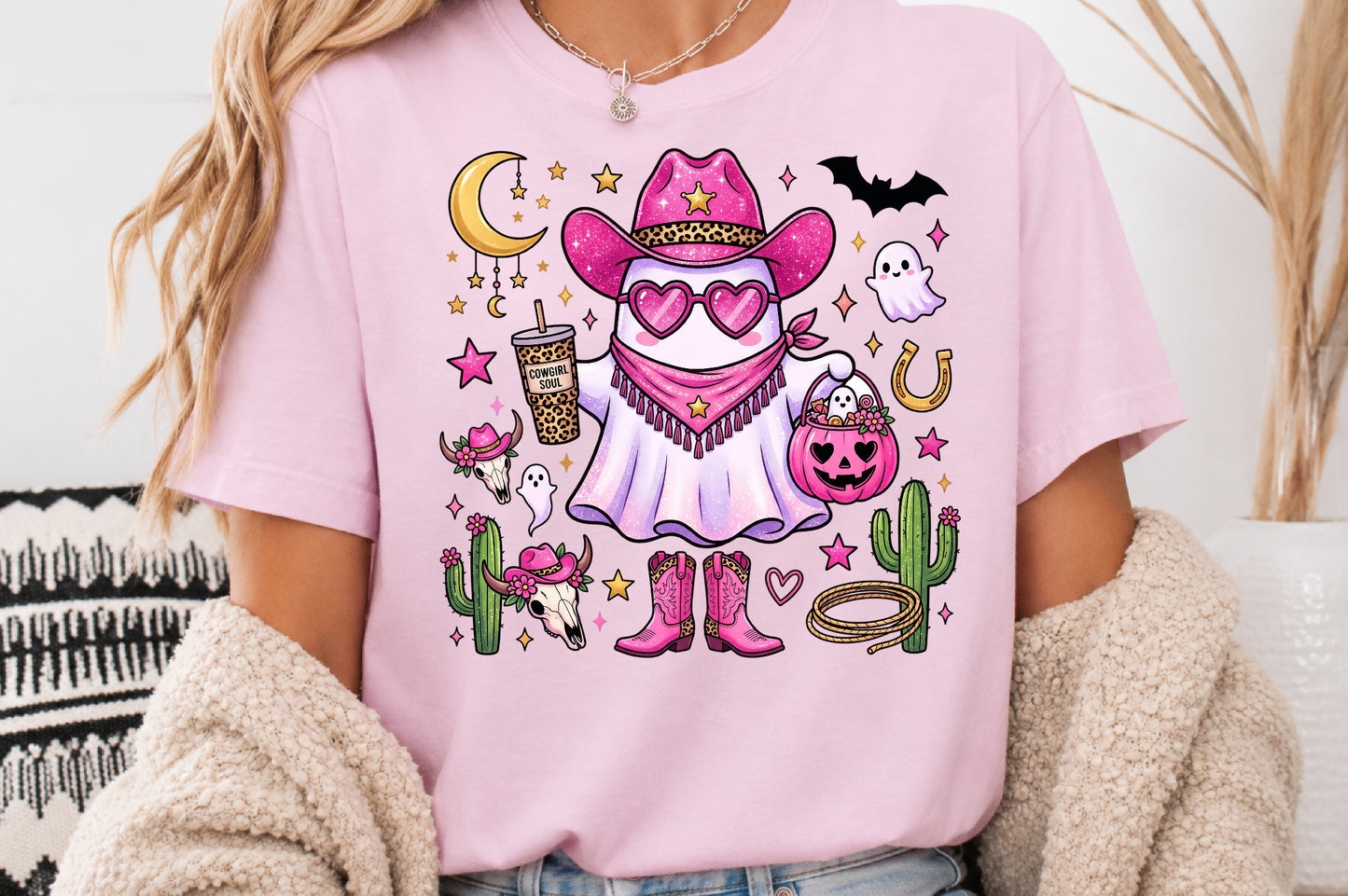 Howdy Halloween Ghost PNG Cowgirl Ghost Sublimation Spooky Western Design