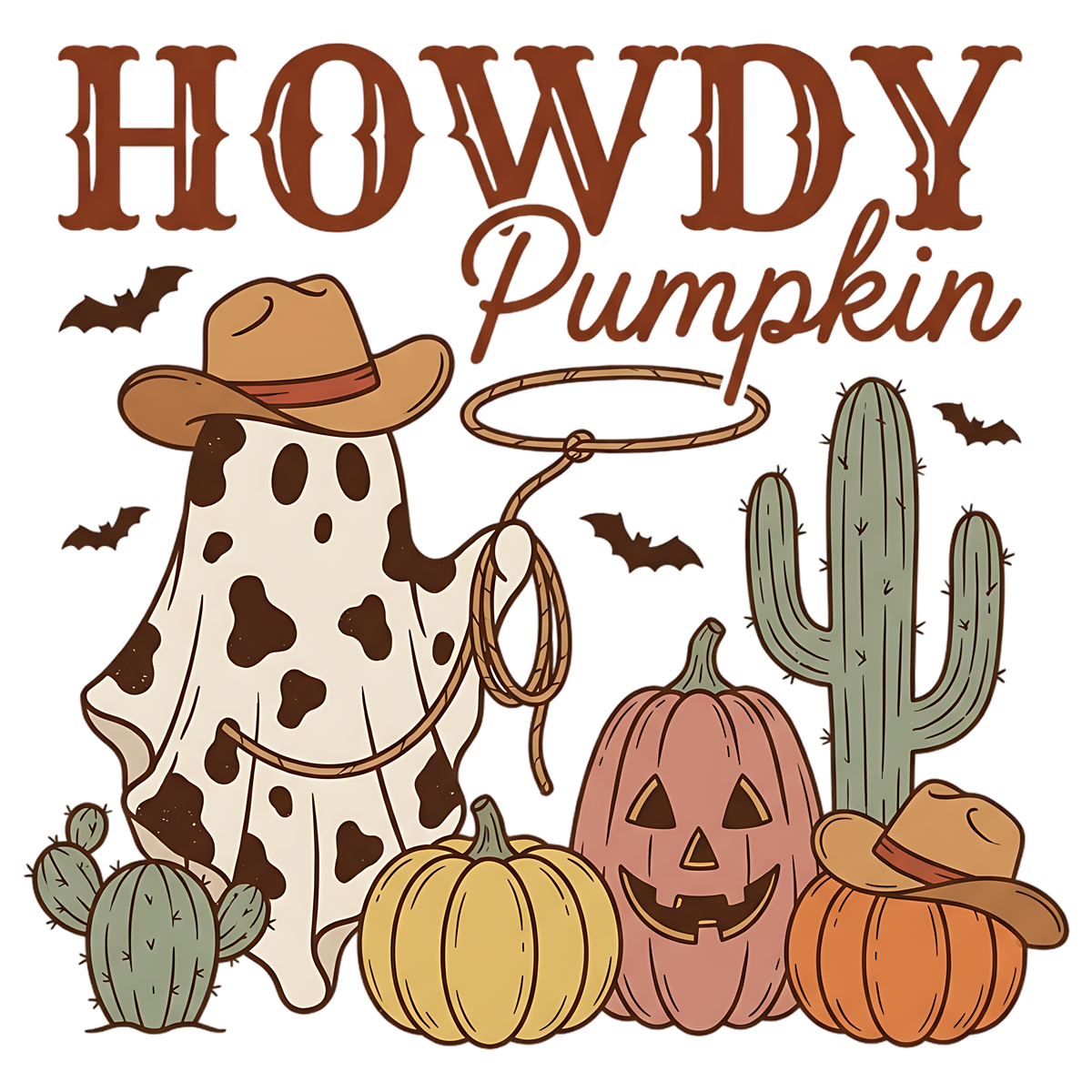 Howdy Pumpkin Cowboy Ghost PNG Western Halloween Design