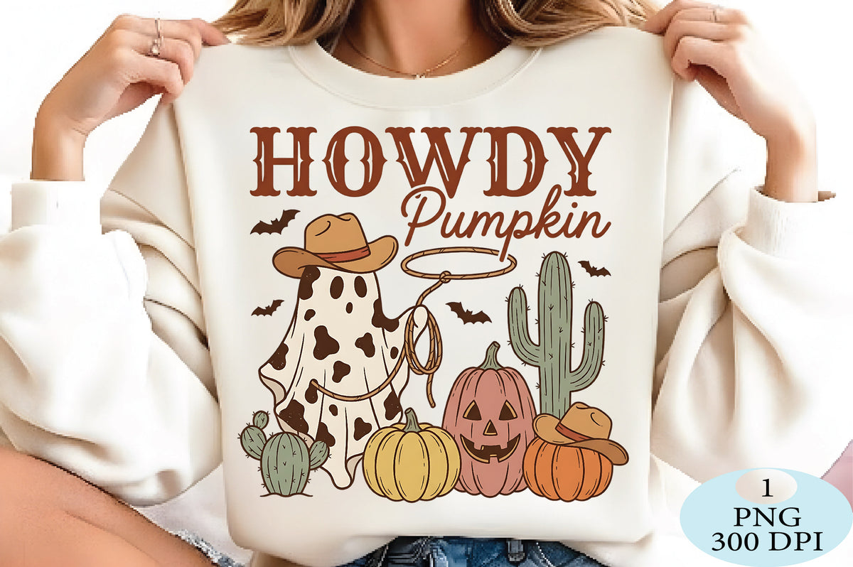 Howdy Pumpkin Cowboy Ghost PNG Western Halloween Design