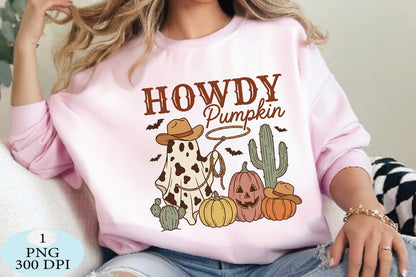 Howdy Pumpkin Cowboy Ghost PNG Western Halloween Design