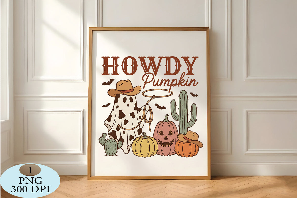Howdy Pumpkin Cowboy Ghost PNG Western Halloween Design