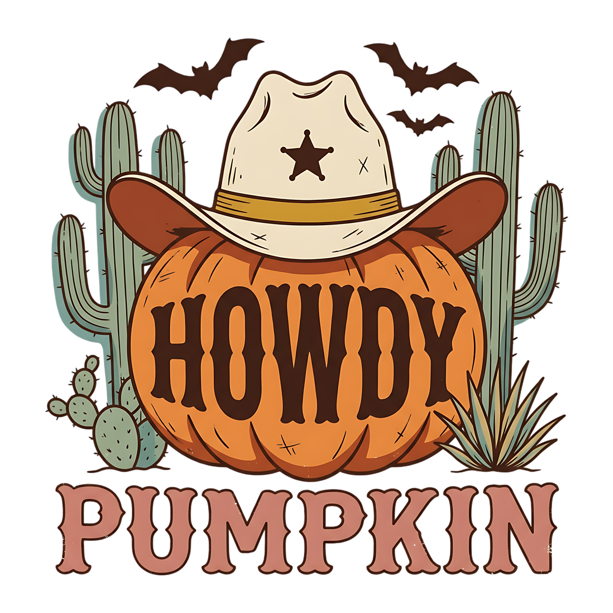 Howdy Pumpkin Western Halloween PNG