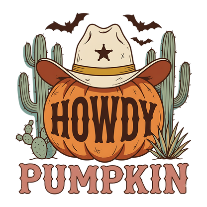 Howdy Pumpkin Western Halloween PNG