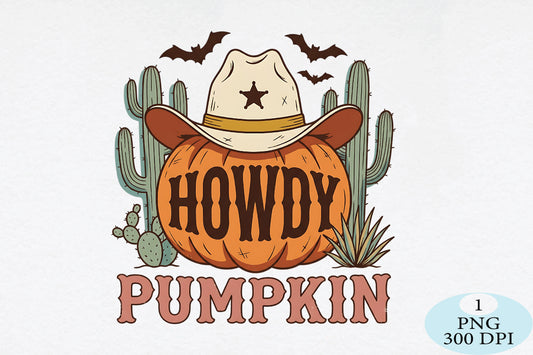 Howdy Pumpkin Western Halloween PNG