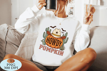 Howdy Pumpkin Western Halloween PNG