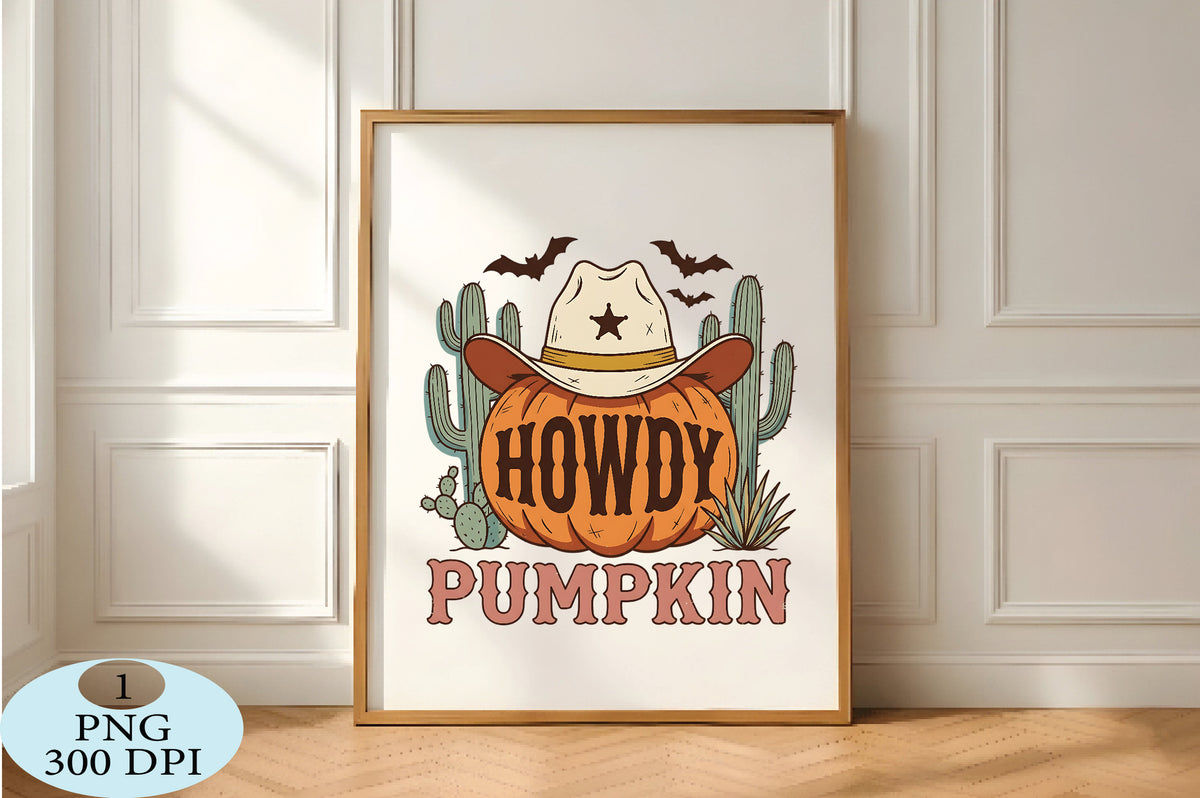 Howdy Pumpkin Western Halloween PNG