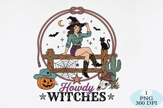 Howdy Witches Western Halloween PNG