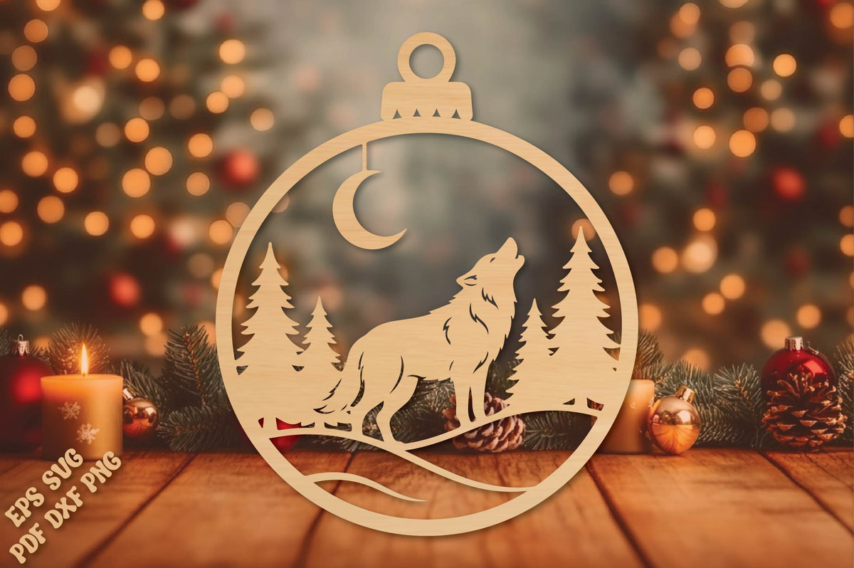 Howling Wolf Christmas Ornament SVG