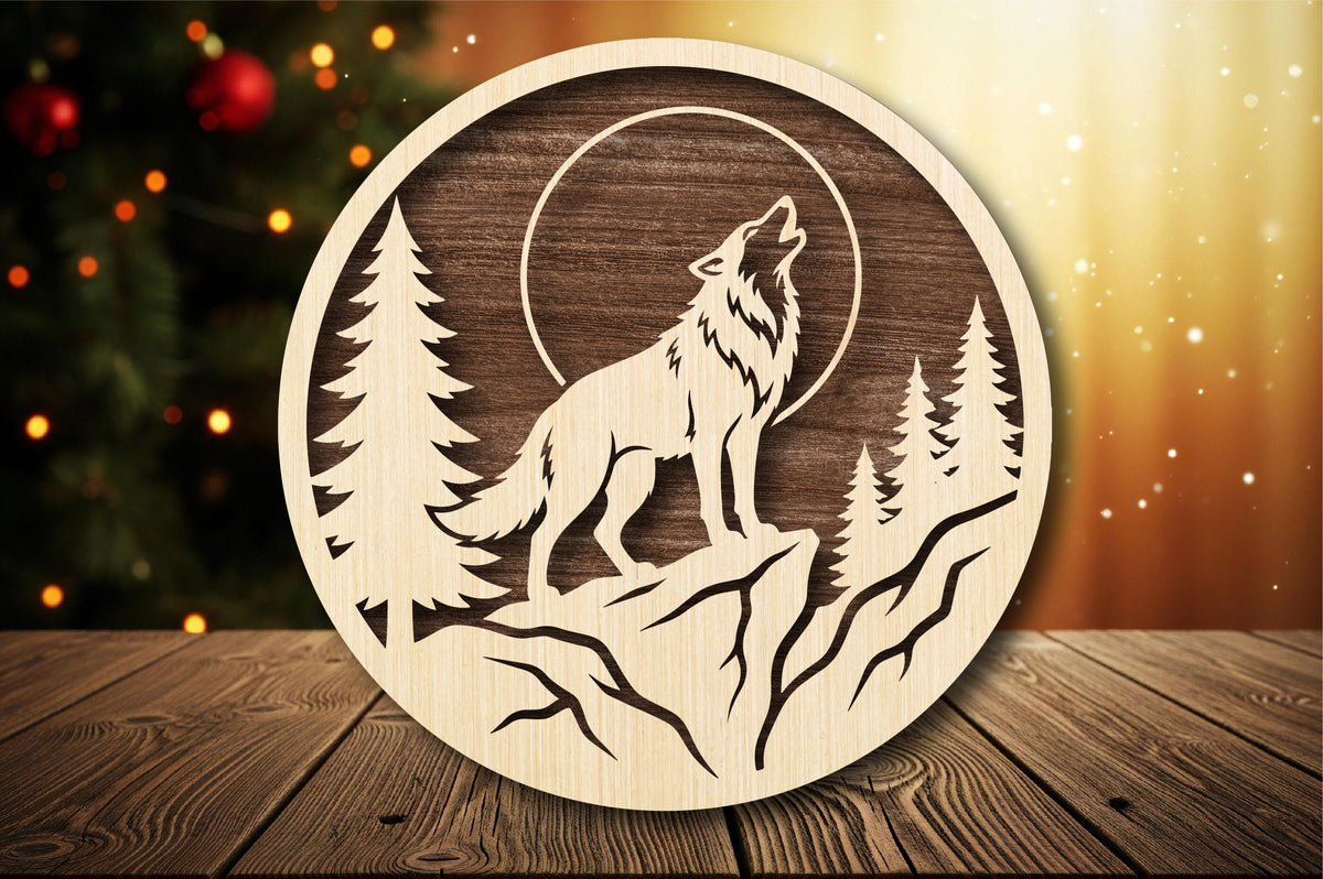 Howling Wolf Laser Cut SVG