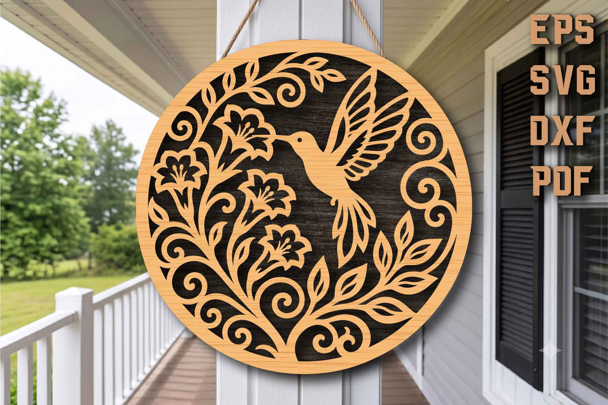 Hummingbird Floral Garden SVG