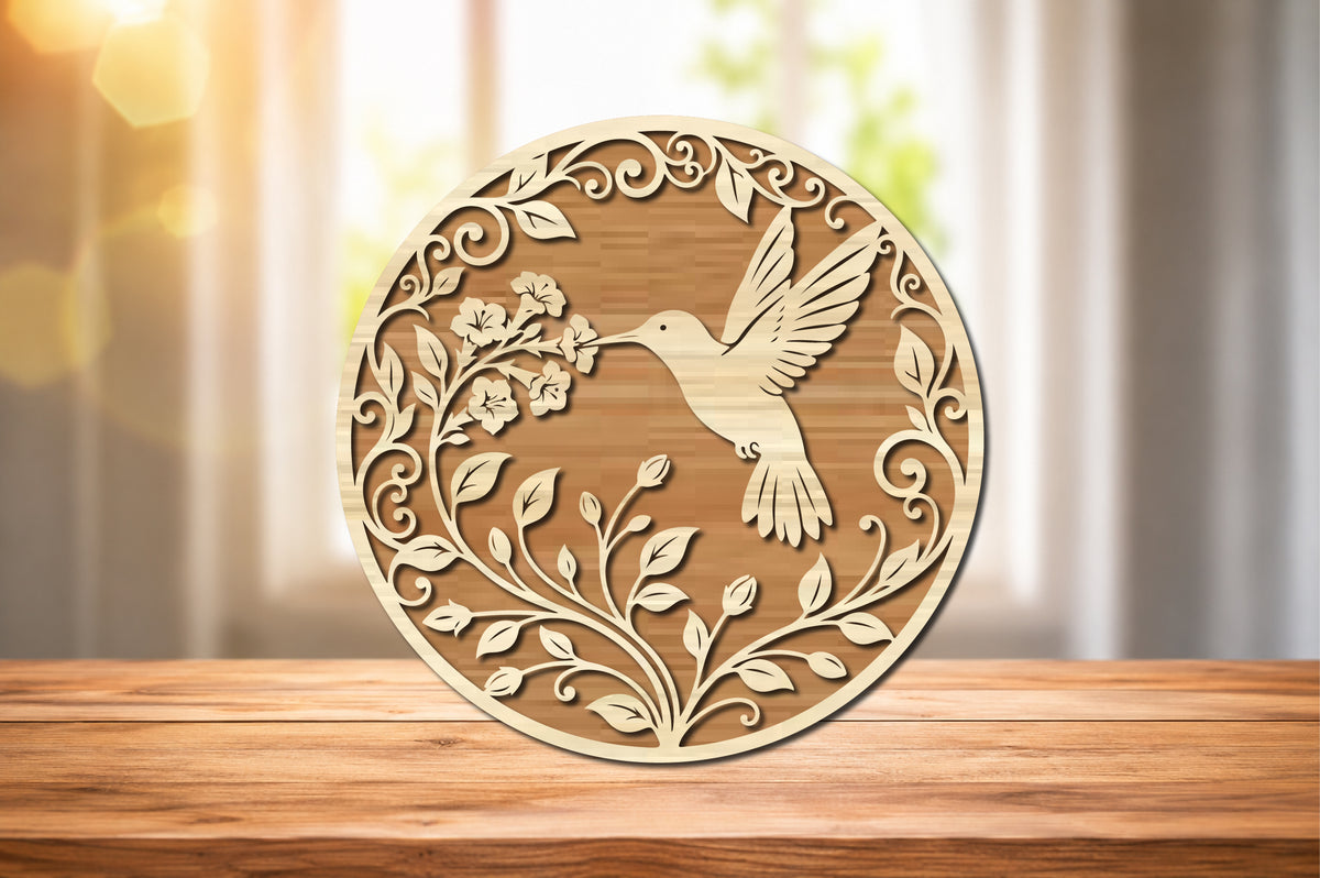 Hummingbird Floral SVG Laser Cut File
