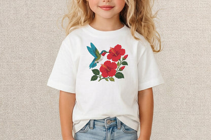 Hummingbird Hibiscus Embroidery Design – Beautiful Hummingbird & Hibiscus Flower Machine Embroidery