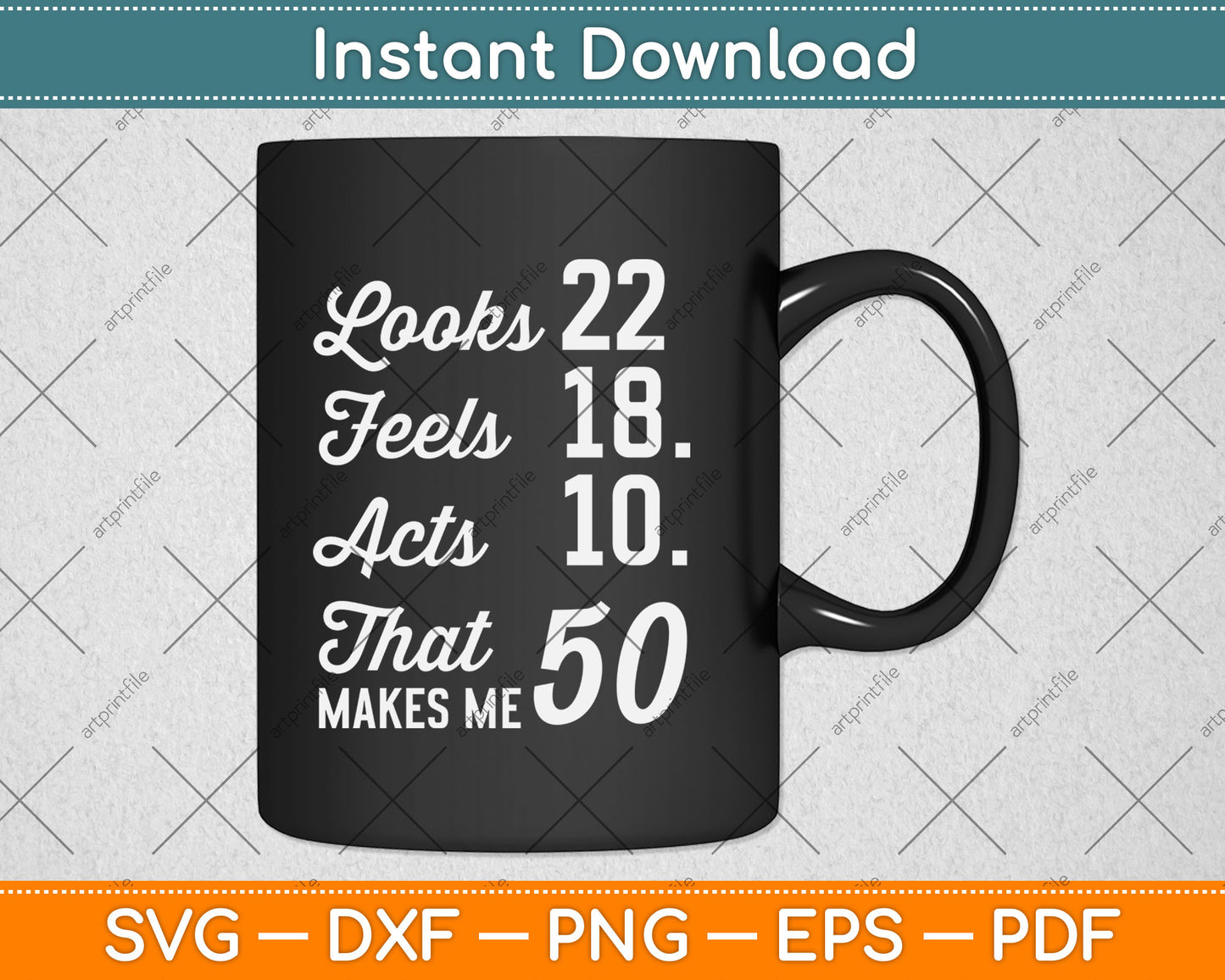 Humor Milestone Birthday Age Looks and Acts Young Fun Svg Digital Cutting File