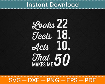 Humor Milestone Birthday Age Looks and Acts Young Fun Svg Digital Cutting File