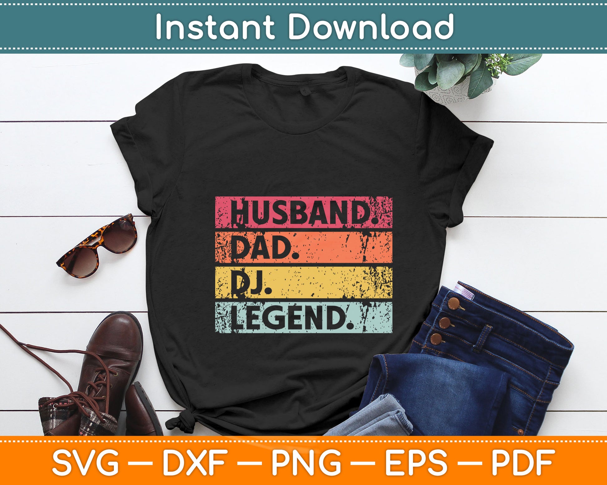 Husband Dad DJ Legend Funny DJ Disc Jockey Music Player Svg Digital Cutting File