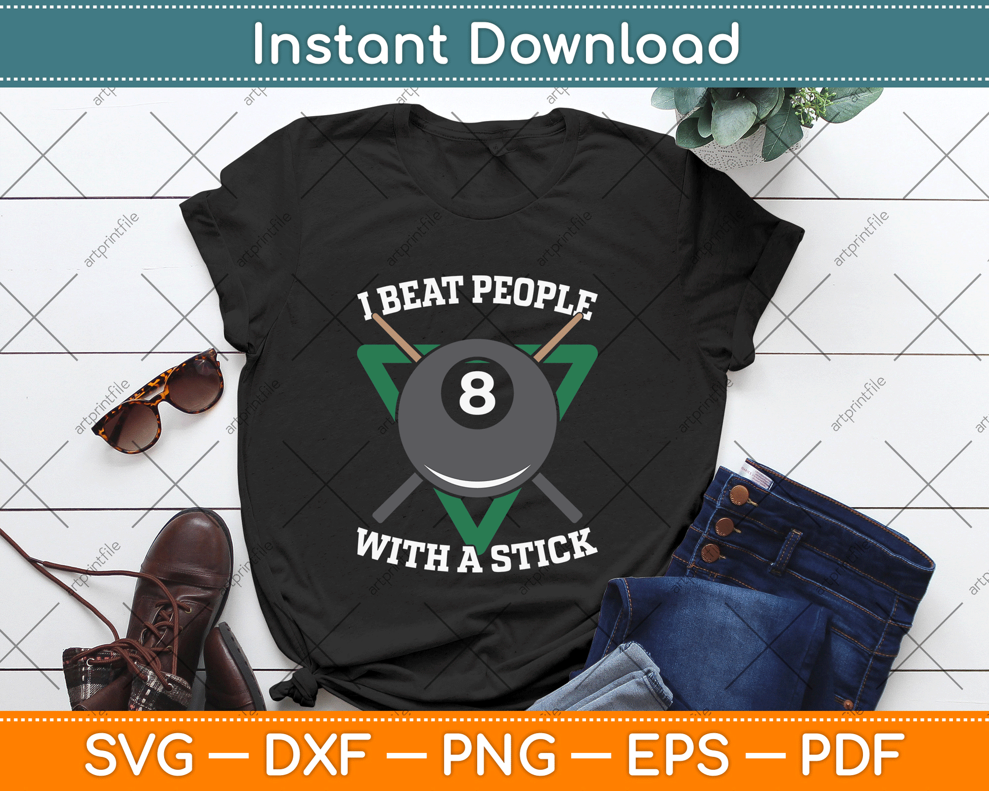 I Beat People With A Stick Billiards Ball Pool SVG Digital File