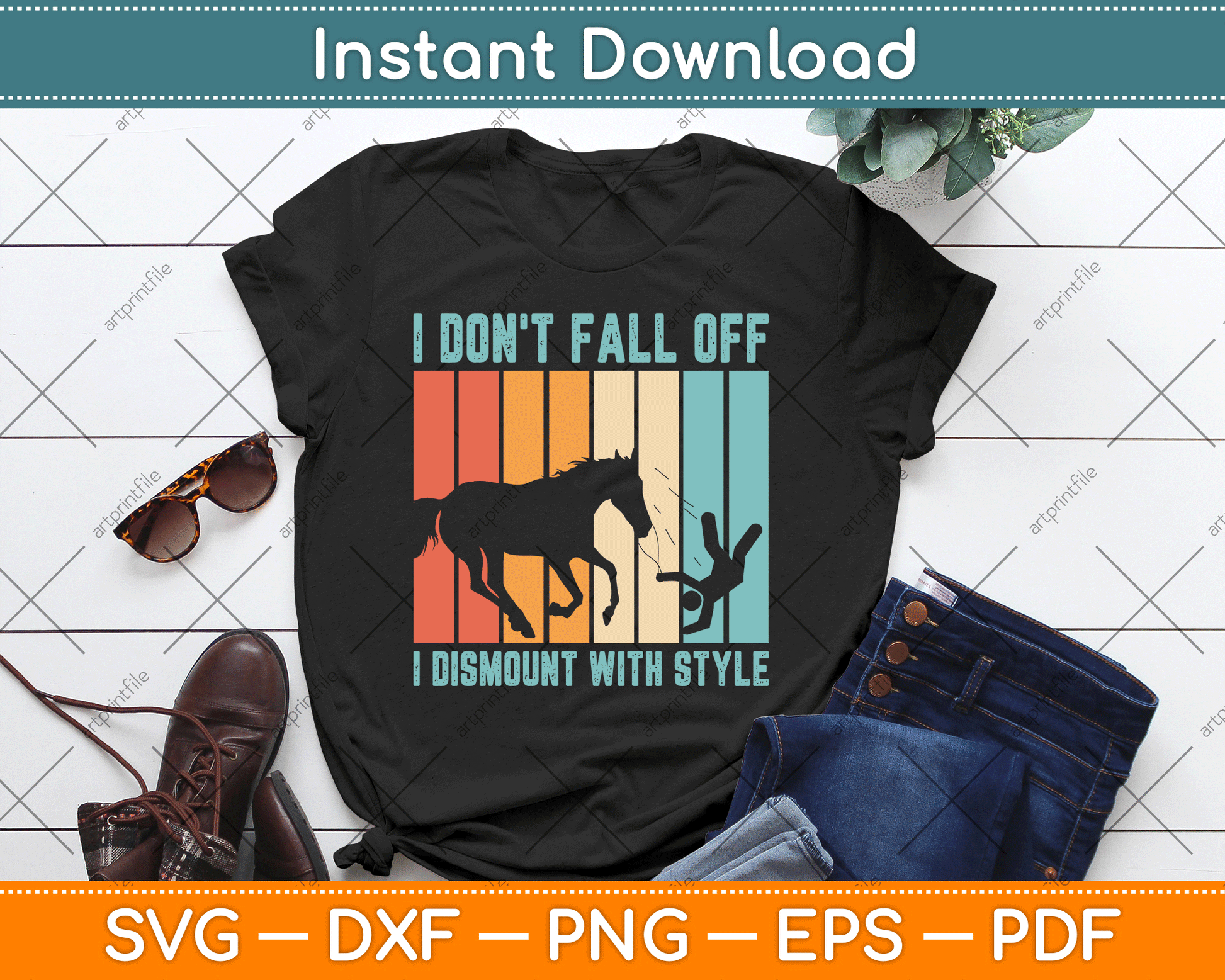 I Don't Fall Off I Dismount With Style Horse Vaulting Retro SVG Digital Cutting File