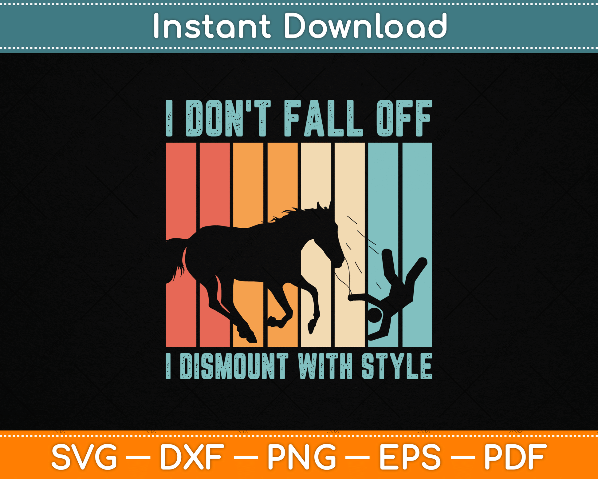 I Don't Fall Off I Dismount With Style Horse Vaulting Retro SVG Digital Cutting File