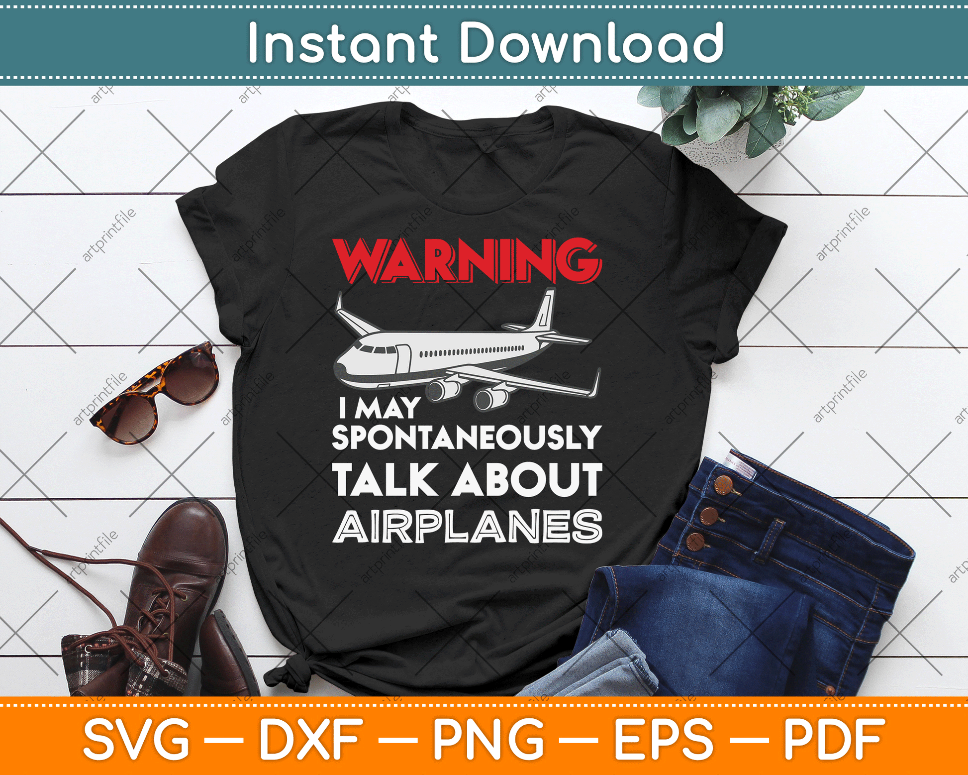 I May Talk About Airplanes Funny Pilot & Aviation Airplane SVG Digital Cutting File