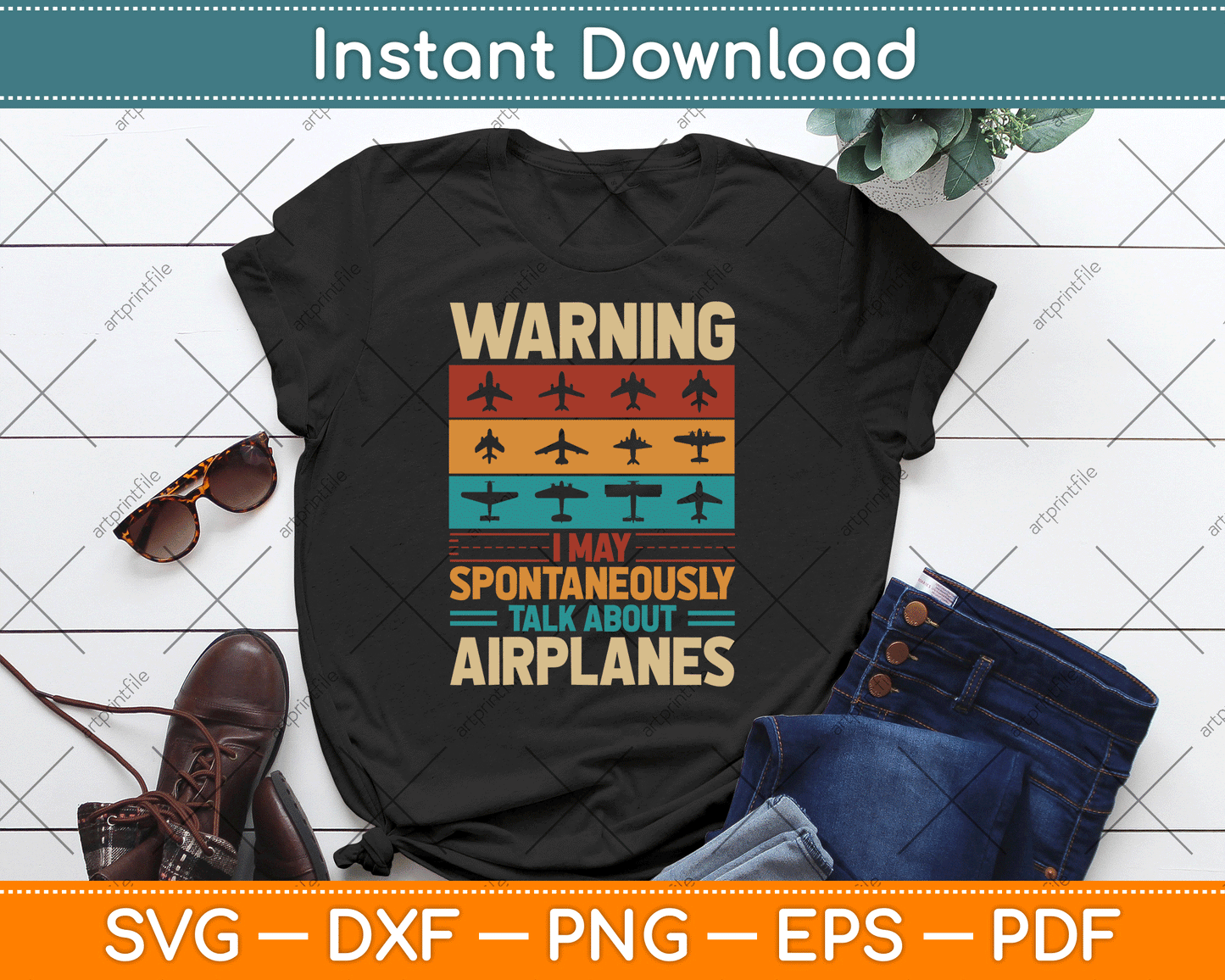 I May Talk About Airplanes Vintage Pilot & Aviation Airplane SVG Digital Cutting File
