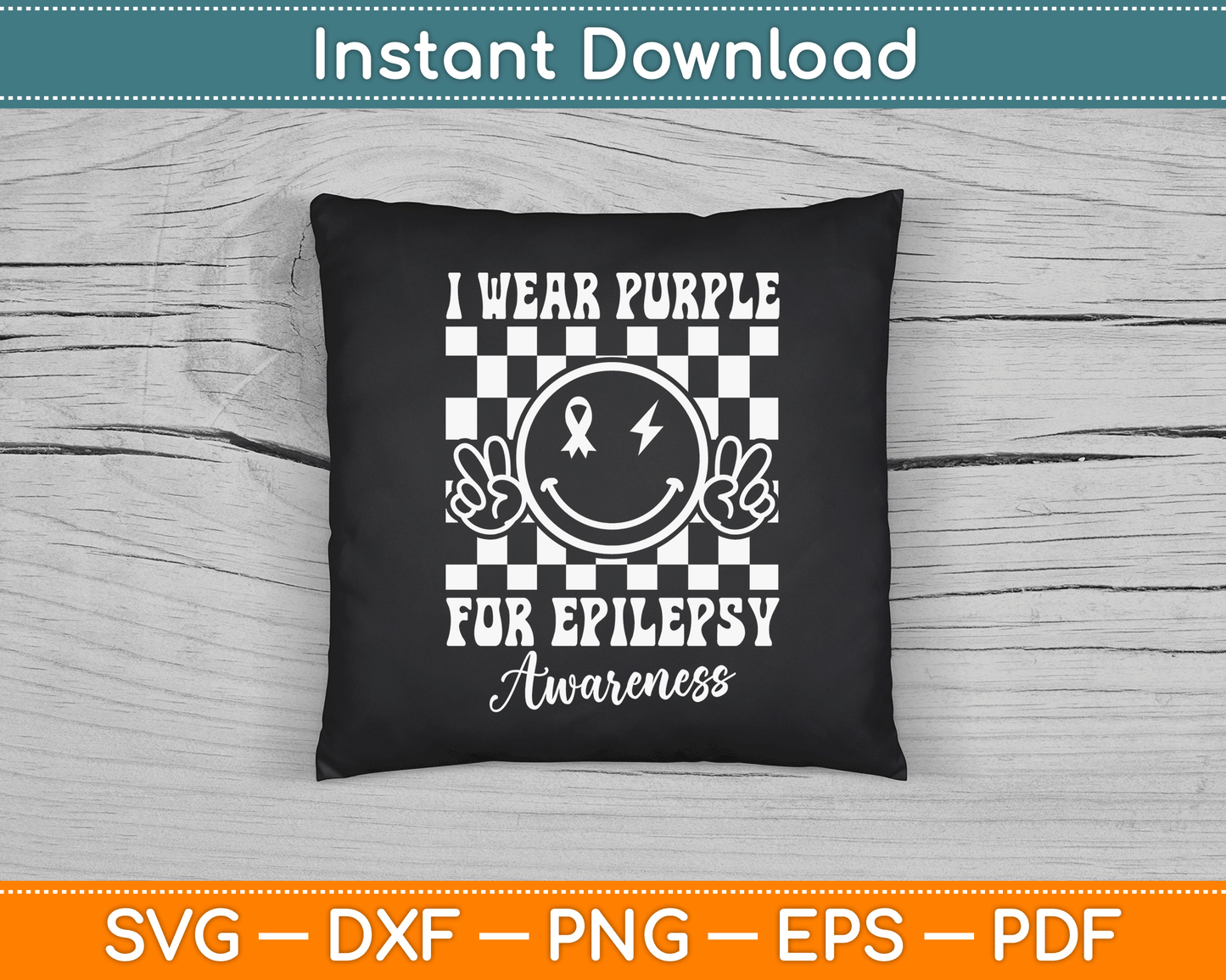 I Wear Purple for Epilepsy Awareness Smile Face Epilepsy SVG Digital Cutting File