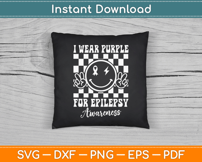 I Wear Purple for Epilepsy Awareness Smile Face Epilepsy SVG Digital Cutting File