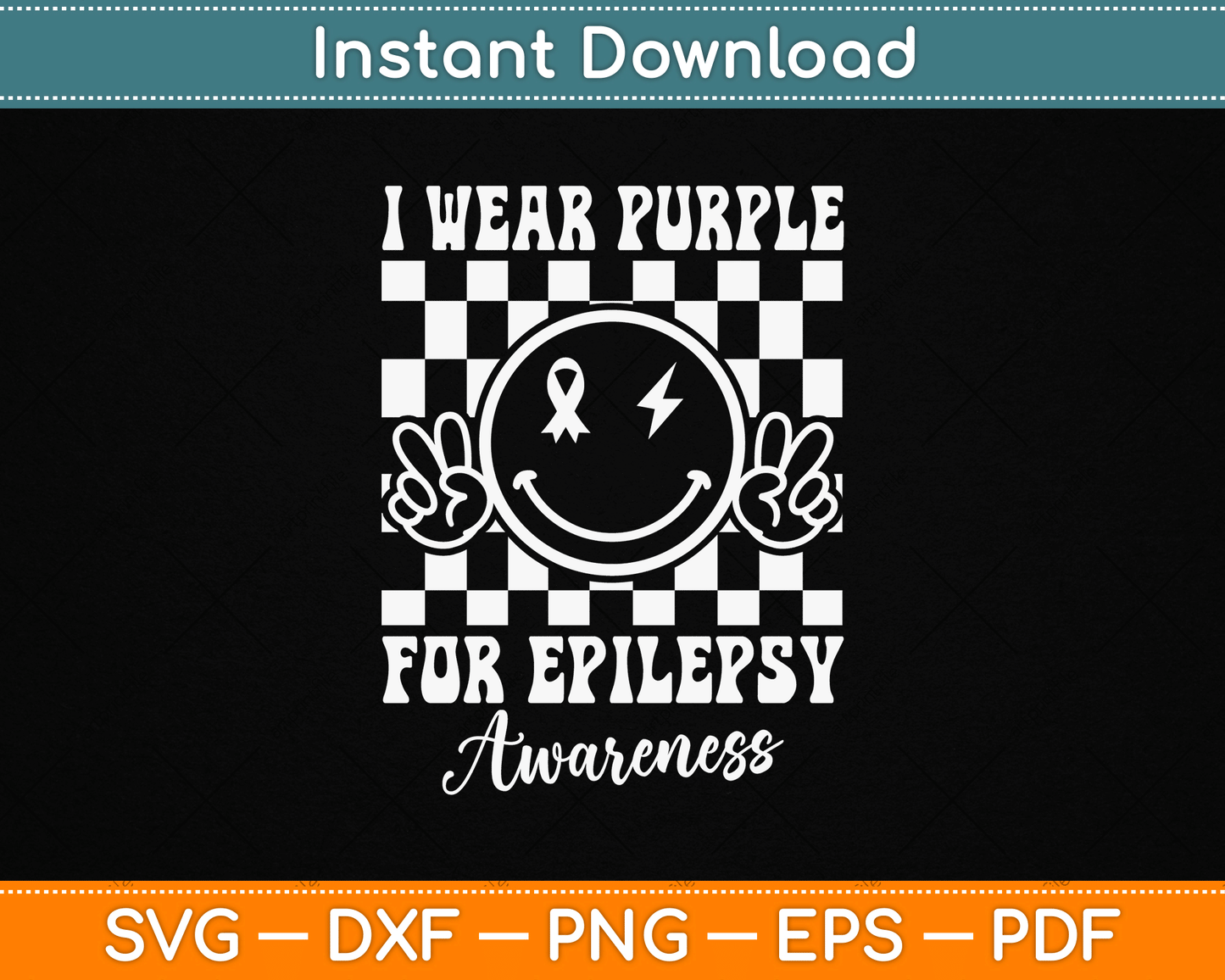 I Wear Purple for Epilepsy Awareness Smile Face Epilepsy SVG File