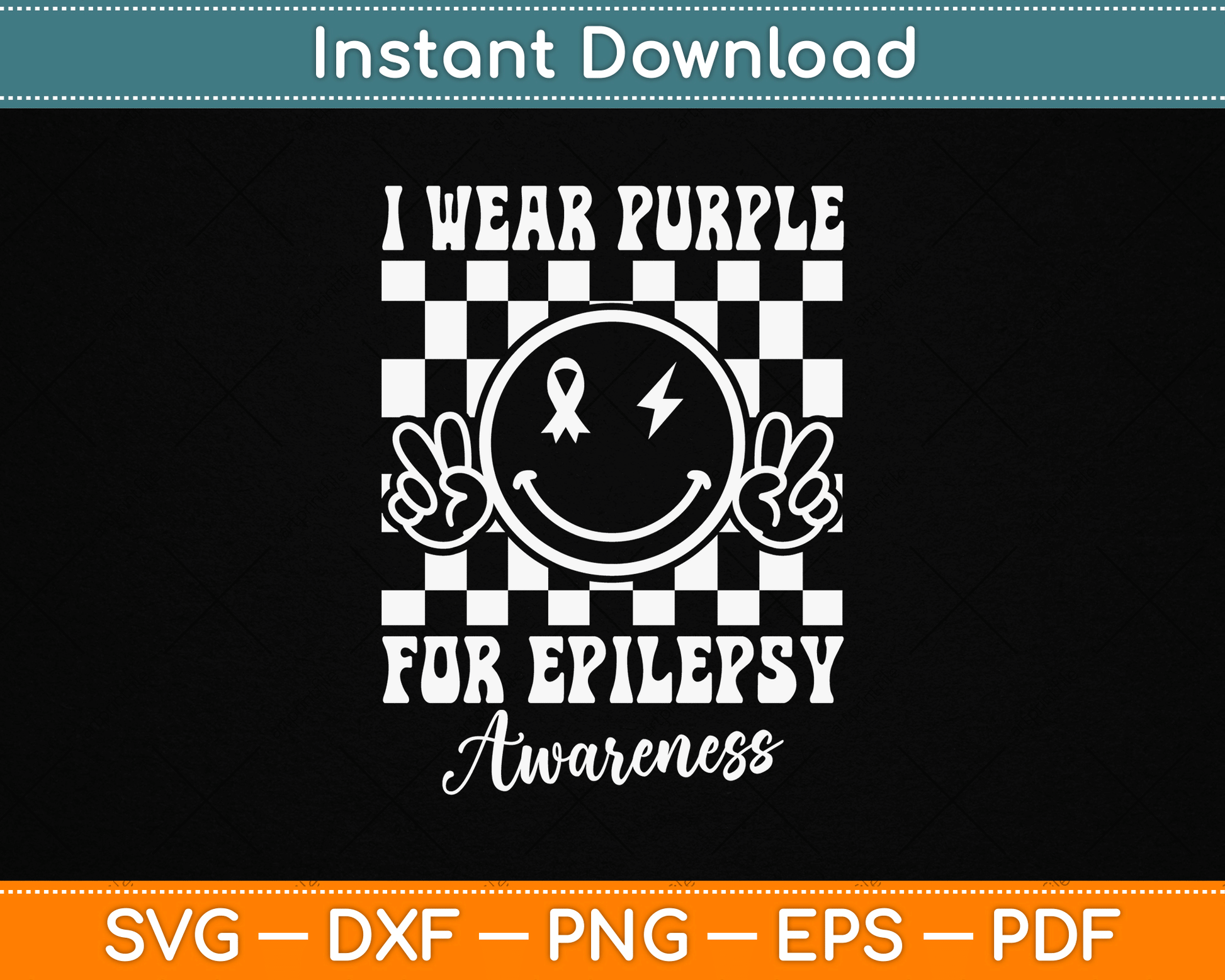 I Wear Purple for Epilepsy Awareness Smile Face Epilepsy SVG File