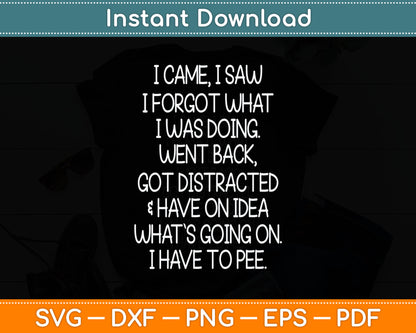 I Came I Saw I Forgot What I Was Doing Funny Senior Citizen Svg Digital Cutting File