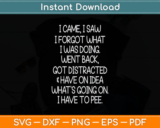 I Came I Saw I Forgot What I Was Doing Funny Senior Citizen Svg Digital Cutting File